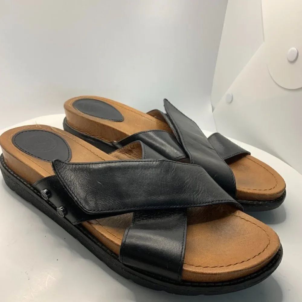 Nurture Black Leather Sandal
